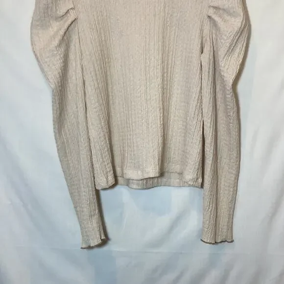 Free People Ela Mock Neck Ruffled Sheer Ruffle Puff Sleeve Blouse Size M - Picture 4 of 9